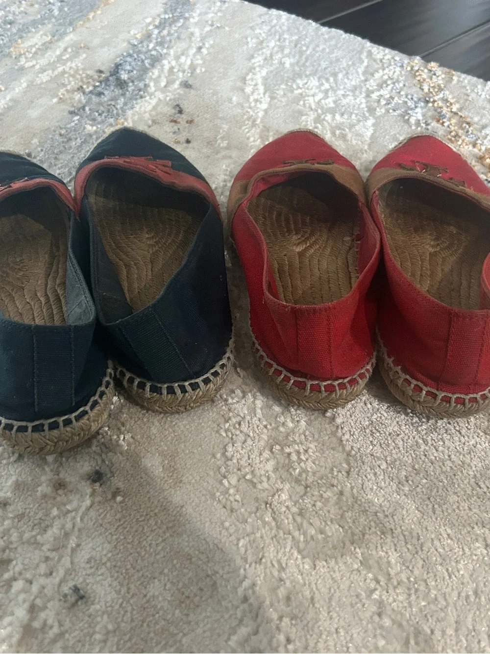 Tory Burch Canvas Espadrille Pair in Navy, Red and Tan
